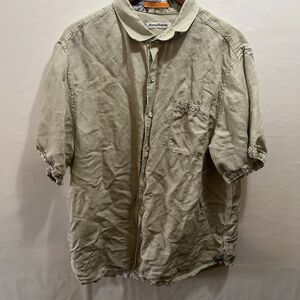 Tommy Bahama Relax Shirt Mens XL Sage Floral Linen Button Up Short Sleeve